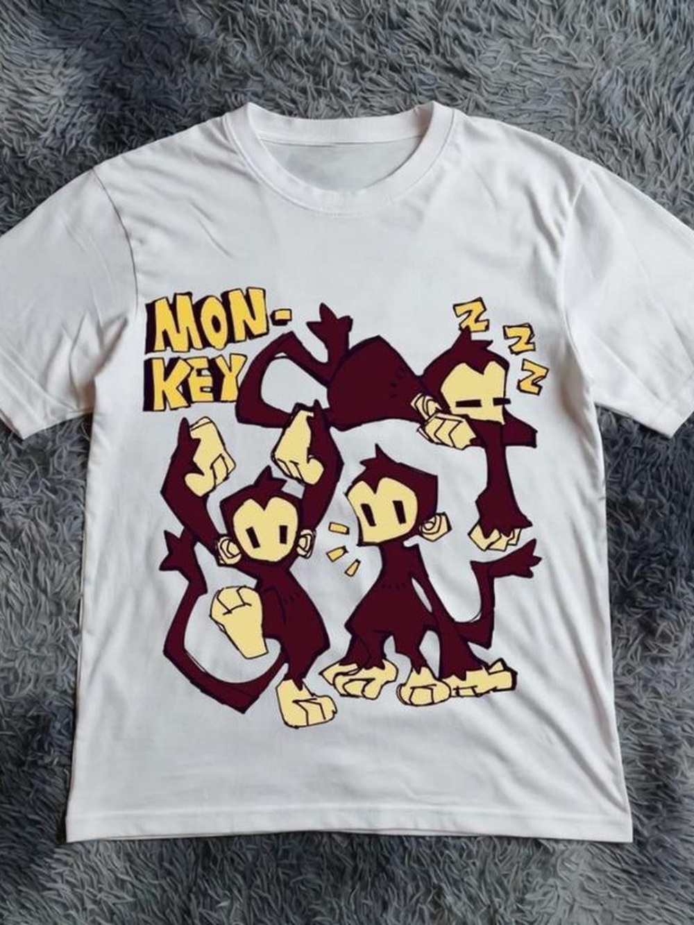 Gildan White Three Monkey Graphic Tee